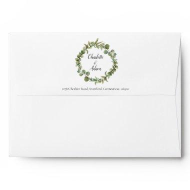 Woodland Greenery Foliage Wedding Return Address Envelope