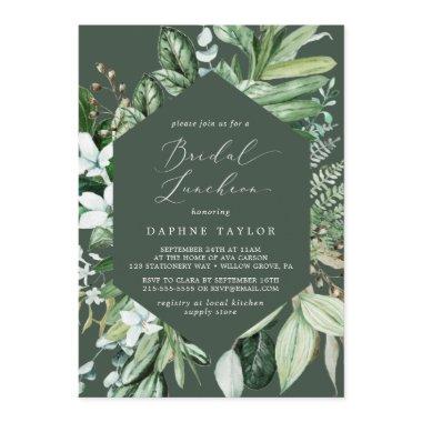 Woodland Greenery | Hunter Green Bridal Luncheon Invitations