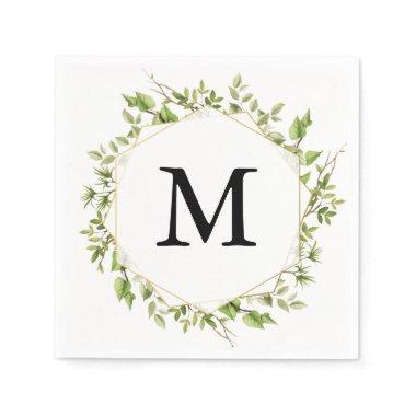 Woodland Greenery Monogram Cocktail Napkin