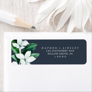 Woodland Greenery | Navy Blue Return Address Label