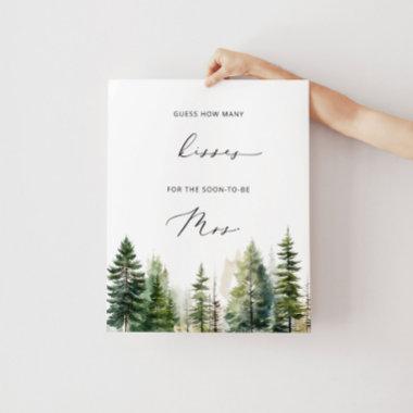 Woodland rustic how many kisses bridal shower game poster