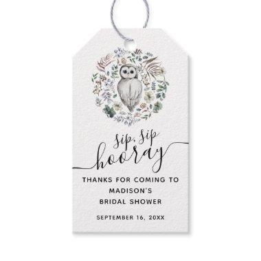 Woodland Watercolor Owl Greenery Bridal Shower Gift Tags