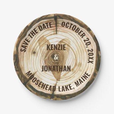Woodland Wedding Save the Date Tree Ring Stump Paper Plates