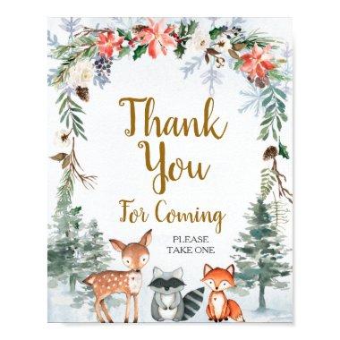 Woodland Winter Animal Forest Thank you for coming Poster