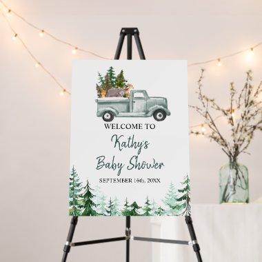 Woodland Winter Forest Animals Truck Welcome Foam Board