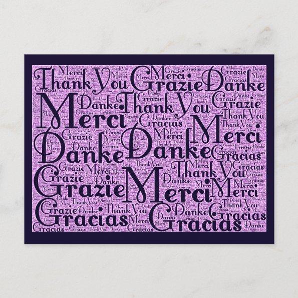 Word Art: Thank You in Multi Languages - Pink Navy PostInvitations