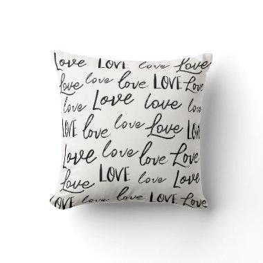 Word "Love" repeat Typography Calligraphy Script Throw Pillow