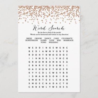 Word Search Rose Gold Bridal Shower Game Invitations