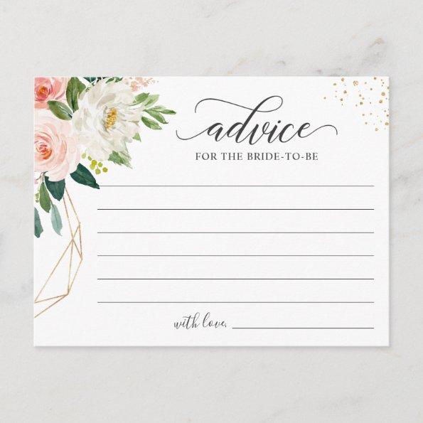 Words of Advice Card Modern Blush Pink Floral