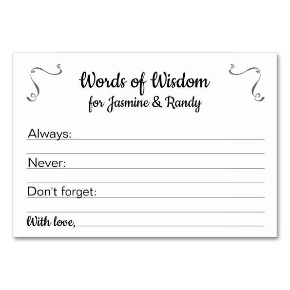 Words of Wisdom Marriage Advice Cards Personalized
