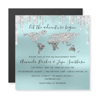 World Destination Map Globe Bridal Wedding Magnetic Invitations