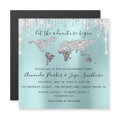 World Destination Map Globe Bridal Wedding Magnetic Invitations