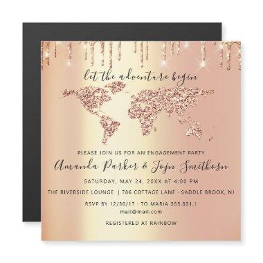 World Destination Map Globe Bridal Wedding VIP Magnetic Invitations