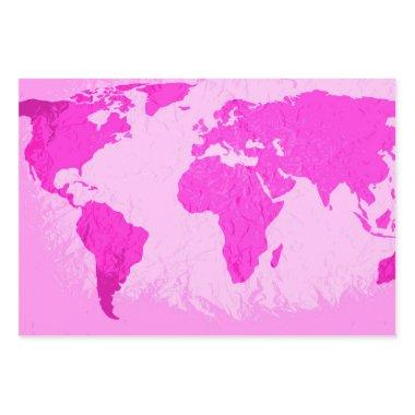 World Map Abstract Traveler Pink Purple Modern Wrapping Paper Sheets