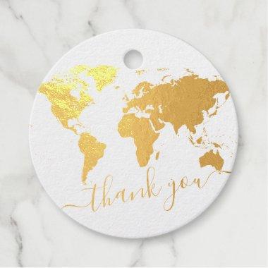 World Map Travel Theme REAL FOIL Thank You Foil Favor Tags