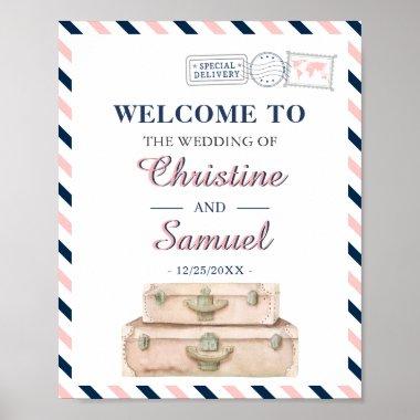 World Travel Airline Wedding Engagement Welcome Poster
