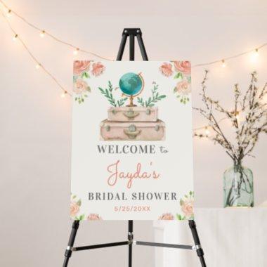 World Travel Floral Suitcase Bridal Shower Welcome Foam Board