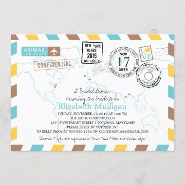 World Traveler Airmail | Bridal Shower Invitations