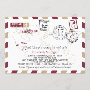 World Traveler Airmail | Bridal Shower Invitations