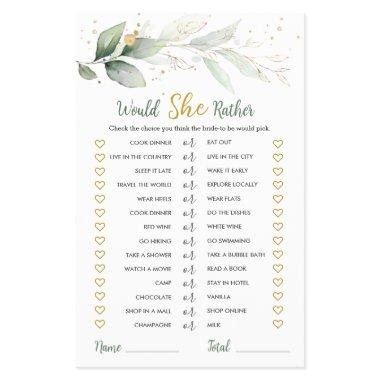 Would She Rather Bridal Game Greenery Foliage Flyer