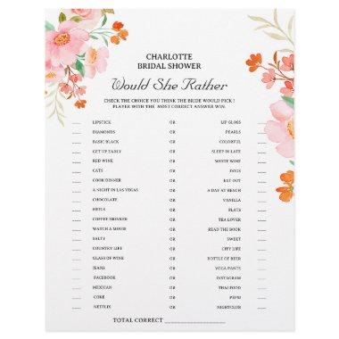 Would She Rather  Game Floral Flyer