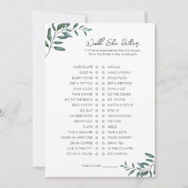 Would She Rather- Bridal Shower Game Holiday Invitations