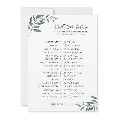 Would She Rather- Bridal Shower Game Holiday Invitations