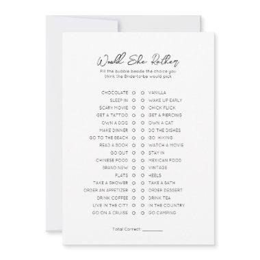 Would She Rather- Bridal Shower Game Holiday Invitations