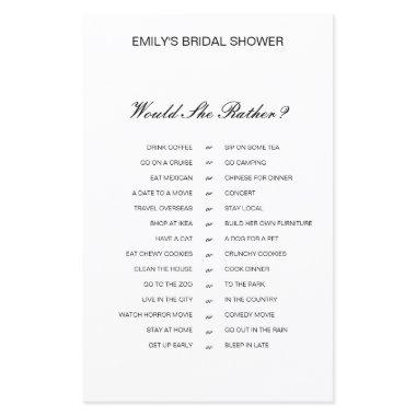 Would She Rather Bridal Shower Game PRINTED