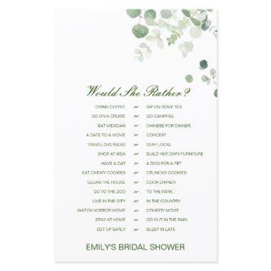 Would She Rather Bridal Shower Game PRINTED