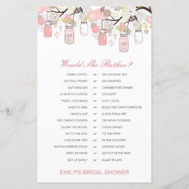 Would She Rather Bridal Shower Game PRINTED