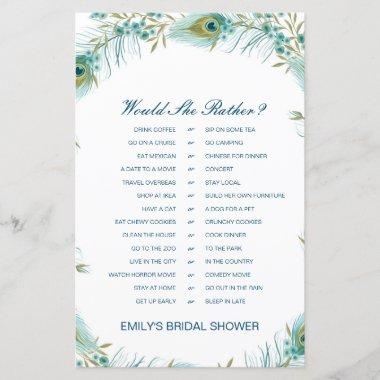 Would She Rather Bridal Shower Game PRINTED