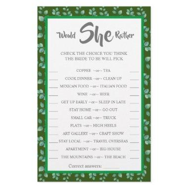 Would She Rather Eucalyptus BridalShower Game  Flyer
