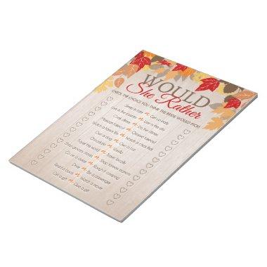 Would She Rather Fall  Game Pack Notepad