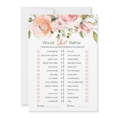 Would She Rather Floral Foliage Bridal Shower Game Invitations