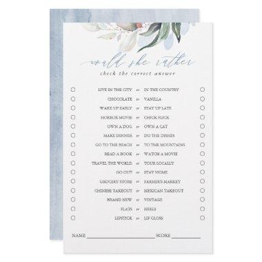 Would She Rather Greenery Leaves Bridal Game