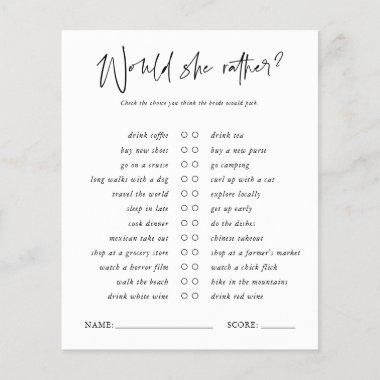 Would She Rather | Minimal Bridal Shower Game