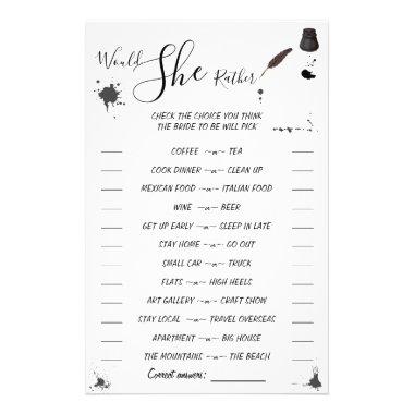 Would She Rather | Pen & Inkwell Shower Game Invitations Flyer