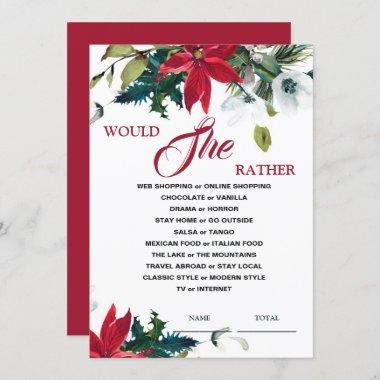 Would She Rather Poinsettia Bridal Shower Game In Invitations