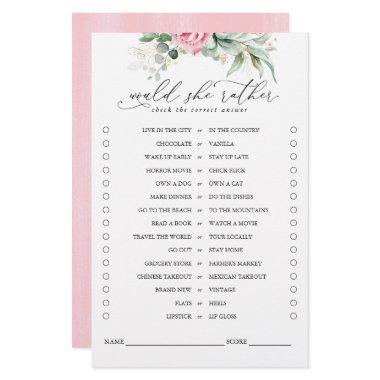 Would She Rather Succulents Greenery Bridal Game