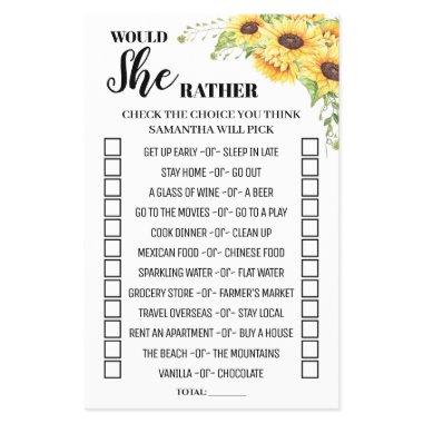 Would She Rather Sunflower  Game  Flyer