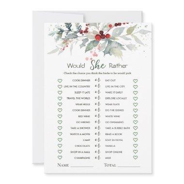 Would She Rather Winter Berry Foliage Bridal Game