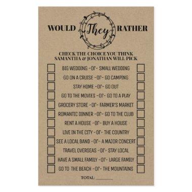 Would They Rather  Rustic Game  Flyer