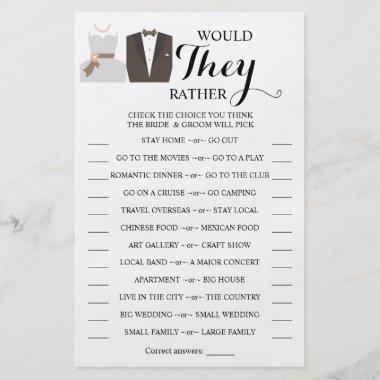 Would They Rather Bride & Groom Shower Game Invitations Flyer