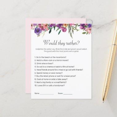 Would They Rather Floral Bridal Shower Party Game