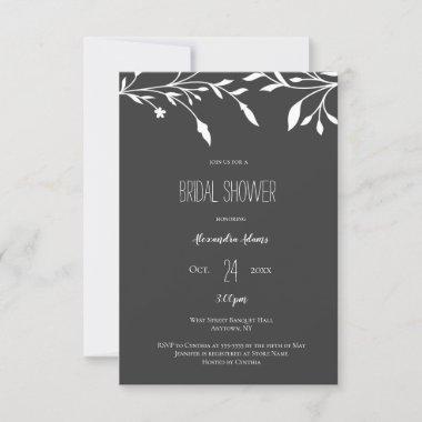 Wreath chalkboard bridal shower invitations
