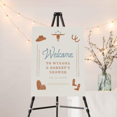 WYNONA Orange Blue Cowboy Couples Shower Welcome Foam Board