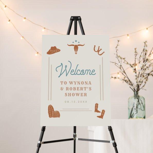 WYNONA Orange Blue Cowboy Couples Shower Welcome Foam Board