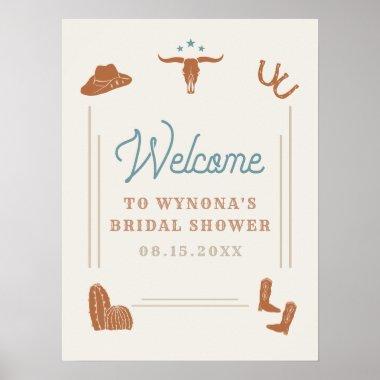 WYNONA Orange Blue Cowgirl Bridal Shower Welcome Poster