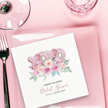XOXO Pink Cookies Pretty Floral Bridal Shower Napkins